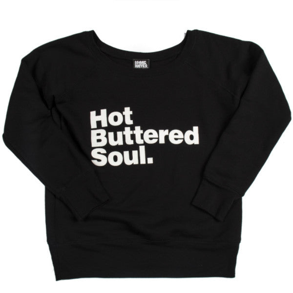Black Hot Buttered Soul Off The Shoulder Sweatshirt